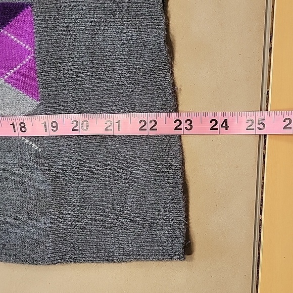 Apt. 9 Size M 100% Cashmere Purple, Gray & Black Argyle Cardigan Sweater - Picture 9 of 10